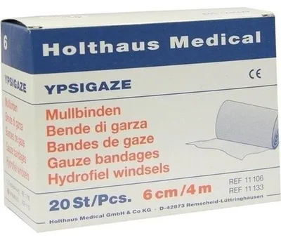 Zdjęcie produktu dla Holthaus Medical YPSIGAZE bandaże z gazy 6 cm x 4 m, 20 szt. bandaży