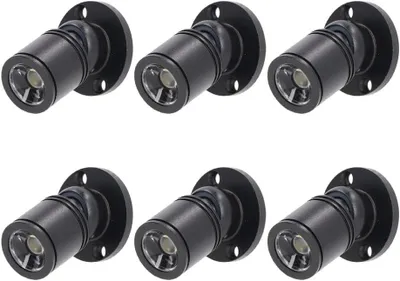Produktbild von Mini-LED-Strahler, dimmbar, 12 V – 1,5 W, 3000 K warmweißes Licht, dimmbar, für Displays, schwarz – 6er-Pack