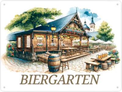 Produktbild von Biergarten Metallschild XXL in 28x38 cm