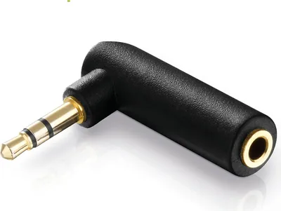 Produktbild von Winkel-Adapter 3,5mm Klinkenstecker (3-polig) auf Klinkenkupplung (3-polig), vergoldet, schwarz