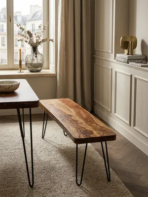 Produktbild von Esszimmer BAGLI Sitzbank Massiv-Holz Sheesham 180 x 45 x 40 cm Holz-Bank Natur-Produkt Küchenbank im Landhaus-Stil