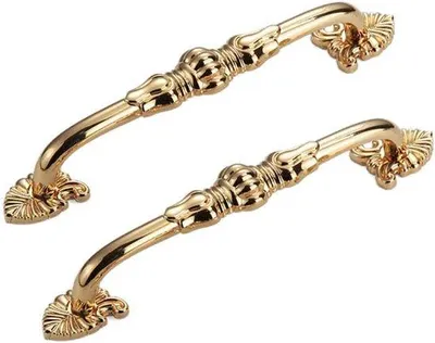 Produktbild von Retro-Möbelhalter in Gold-Metall, 128 Millimeter