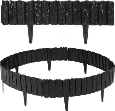 Immagine prodotto di Izrielar 12 pezzi Bordure per prato effetto legno Recinzione per aiuole Bordatura per aiuole Plastica per giardino, prato 6,9 m Nero