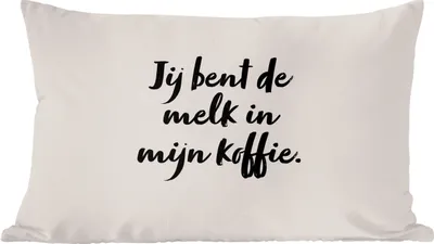 Produktbild von MuchoWow® Zierkissen Sofakissen Wohnzimmer Dekokissen 60x40 cm Taupe - Du bist die Milch in meinem Kaffee - Zitat - Kopfkissen - Polster mit Foto