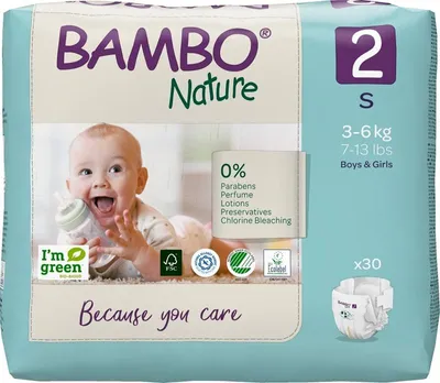 Produktbild von Bambo Nature 1000019252, Junge/Mädchen, Windel mit Klebeband, 3 kg, 6 kg, Weiß, Velcro