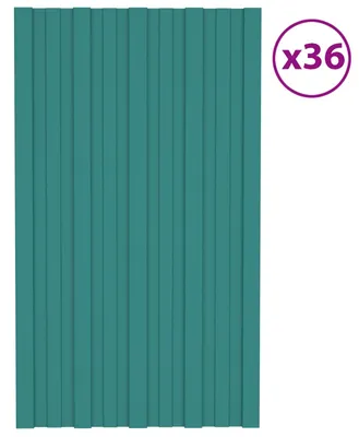 Image de Panneaux de toiture vidaXL, 36 pièces, vert, 80 x 45 cm, acier galvanisé