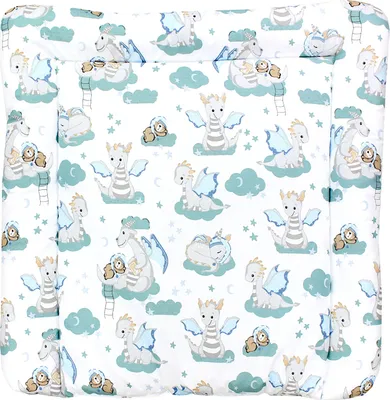 Produktbild von TupTam Baby Wickeltischauflage mit Baumwollbezug Gemustert, Farbe: Dino Bärchen Grün Grau, Größe: 70 x 60 cm