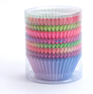 Productafbeelding van 200 Stuks Muffinvormen voor Cupcakes - Regenboog Papieren Bakvormpjes