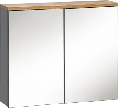 Produktbild von Waschbeckenunterschrank mit Waschtisch hängend 60cm Badezimmerschank mit Spiegel