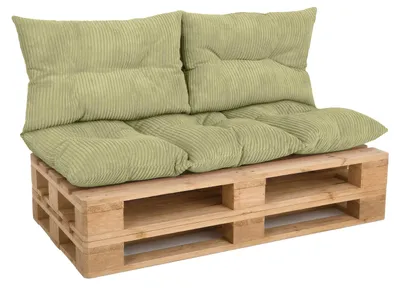 Produktbild von Amilian Palettenkissen Set 3-tlg. 120x60 cm + 2x 40x60 cm Cord-Optik - Morgentau