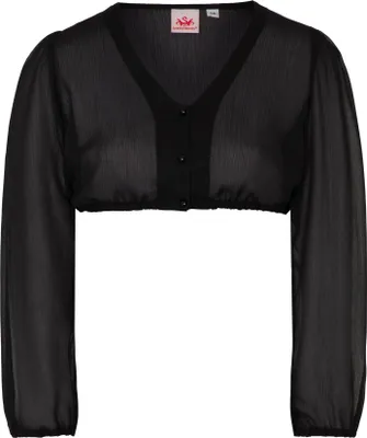 Produktbild von Dirndlbluse Efeu aus Chiffon | V-Ausschnitt Langarm | Damen, Größe:44, Farbe:Schwarz