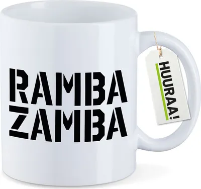 Produktbild von Huuraa Kaffeetasse Rambazamba Schriftzug 330ml Weiß Keramik Kaffeebecher Geschenkidee