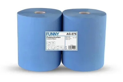 Produktbild von 2 Putztuchrollen Industrie 2-lagig 1000 Abrisse 22 x 36cm, blau