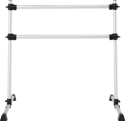 Imagen del producto de Barra de ballet de aluminio independiente, doble, con capacidad de carga de 136 kg, altura ajustable a 126 cm, color plateado, ideal para ballet y pilates