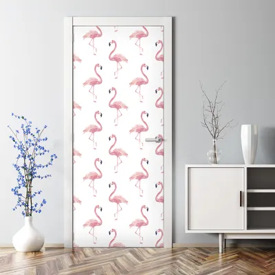 Produktbild von Dekorative Türtapete selbstklebend Klebefolie Türposter Türaufkleber Flamingo Aquarell 77 x 200 cm