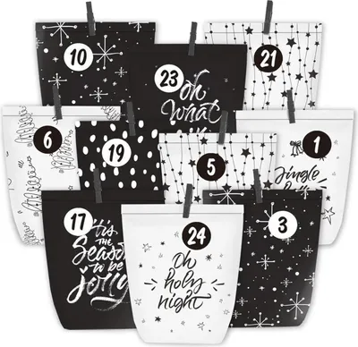 Image de Calendrier de l'Avent en papier kraft à personnaliser Décoration de Noël noir