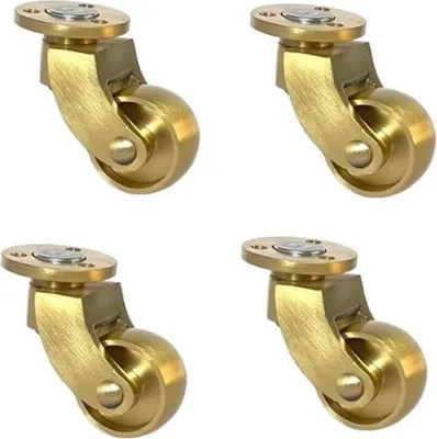 Produktbild von Famanu Möbelrollen 25mm Massives Messing - 360° drehbar mit Gummischutz - 150kg Tragkraft mit 12 Schrauben