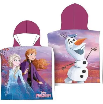 Produktbild von Disney Eiskönigin Kinder Poncho Badetuch mit Kapuze Strandtuch 55x110cm
