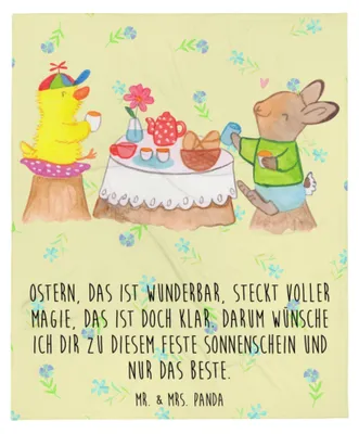 Produktbild von Mr. & Mrs. Panda Decke Ostern Frühstück - Blumig - Geschenk, Bettdecke, Hase, Flauschige, Küken, Ostergrüße, Sofaüberwurf, Frühling, Tagesdecke, Plaid