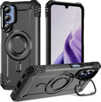 Obrázek produktu pro Magnetické pouzdro pro Samsung Galaxy A16 5G/4G, robustní vojenské ochranné pouzdro s kamerovým kroužkem stojánkem Šedá