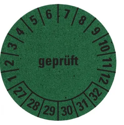 Produktbild von Dreifke® Prüfplakette  27-32, grün, Graspapier, selbstklebend, Ø 30mm,...