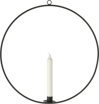 Produktbild von Stabkerzenhalter im Ring - Ø 40 cm - Kerzen Halter zum hängen - Farbe: schwarz