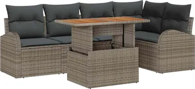 Immagine prodotto di vidaXL Set di divani da giardino con portaoggetti 6 pezzi in Poly Rattan Grigio