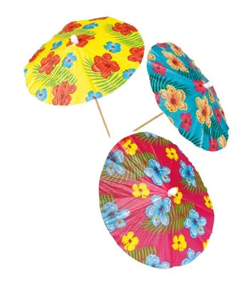 Immagine prodotto di Hawaii cocktail ombrello decorazione festa 6 pezzi colorati 18cm - taglia unica