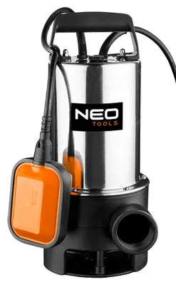 A submersible pump with a float switch, presented against a white background.