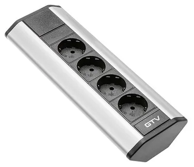 4-fach Ecksteckdose Tischsteckdose Bodensteckdose / ideal für Küche oder Büro / silber schwarz