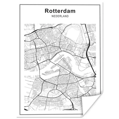 Produktbild von MuchoWow® Poster Stadtplan - Rotterdam - Schwarz und Weiß 120x160 cm - Wandbilder