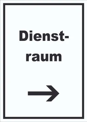 Produktbild von Dienstraum Schild mit Text und Richtungspfeil rechts Büro hochkant A4 (210x297mm)