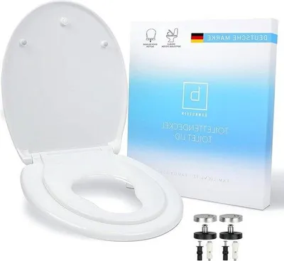 Immagine prodotto di Set di sedili per WC ovali morbidi, antibatterici, bianchi, in Duroplast e acciaio inossidabile