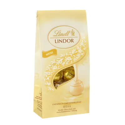 Produktbild von Lindt Lindor Beutel Weiss mit zartschmelzender Schokolade 136g