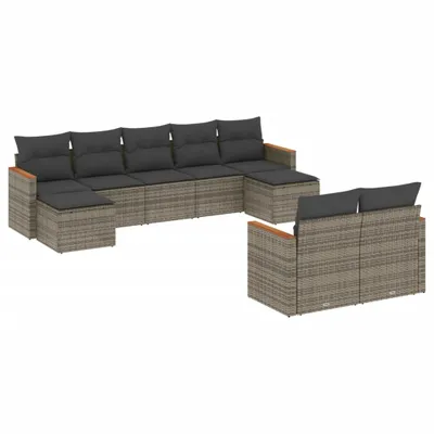 Produktbild von Modulares Garten-Sofa-Set, 9-teilig, für Terrasse & Balkon, aus UV-beständigem Poly Rattan & pulverbeschichtetem Stahl, mit abnehmbaren, waschbaren...