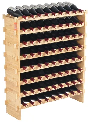 Imagen del producto de Estante para vinos - Armario para vinos - Estante para botellas - Soporte para vinos - Estante de vino - 8 niveles - Madera de bambú - Capacidad para 72 botellas