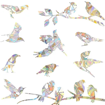 Vogelschutz-Fensteraufkleber, 20 Stück, PVC, transparent, selbstklebend