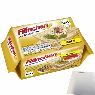 Produktbild von Filinchen  Dinkel das Knusperbrot (75g Packung) + usy Block