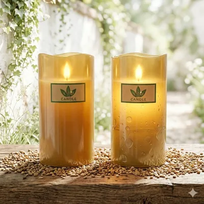 Productafbeelding van Set van 2 prachtige, echte kaarsen, ongeveer 14,5 cm hoog - Kerstdecoratie