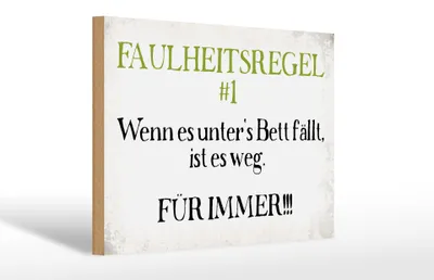 Produktbild von Holzschild Spruch 30x20cm Faulheitsregel 1 Retro Schild