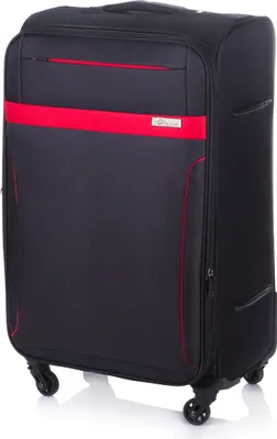Productafbeelding van Solier zachte schalenkoffer, reiskoffer, rollkoffer met cijferslot, grote reistrolley, 70 liter, zwart-rood