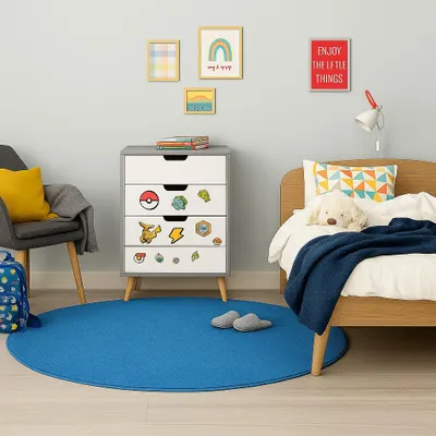 Produktbild von Velours Kinderteppich Joy Kids Blau Rund, Größe:400 cm Rund