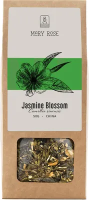Produktbild von Mary Rose - Grüner Tee Jasminblüten 50g - Hochwertiger Yunnan Tee, Feine Blätter, Mit 5% Echten Jasminblüten - Zart Blumig, Erfrischend, Entspannend