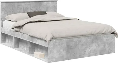 Zdjęcie produktu dla vidaXL Rama łóżka z wezgłowiem betonowym 140 x 200 cm z litego drewna sosnowego