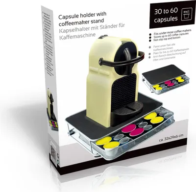 Immagine prodotto di Koffiezetapparaat Standaard met Capsulehouder 32x29x6 cm Metaal/Zwart/Zilver
