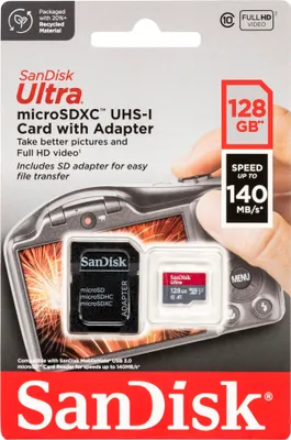Immagine prodotto di SanDisk Ultra microSDHC 128GB 140MB/s.Adapt.SDSQUAB-128G-GN6IA