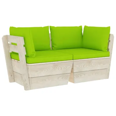 Produktbild von vidaXL Garten-Palettensofa 2-Sitzer mit Kissen Fichtenholz
