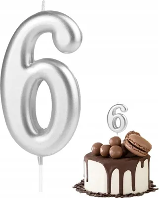 Produktbild von Geburtstag Kerze Nummer 6 Silber Metallic Für Geburtstagsparty