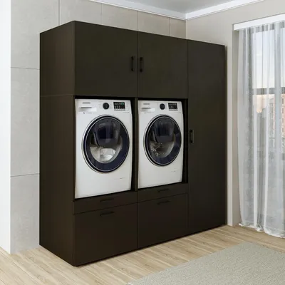 Immagine prodotto di Roomart SERIE 2: mobile doppio per lavatrice, larghezza 194 cm, nero-rovere