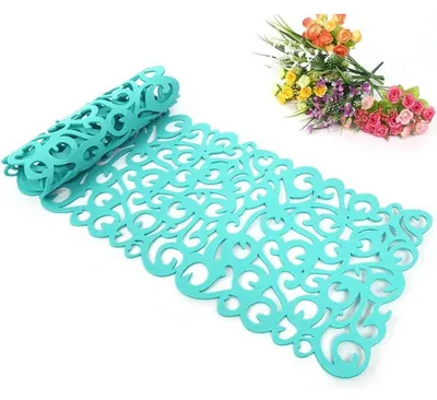 Immagine prodotto di Runner da tavolo in feltro, motivo floreale traforato, 102 x 29 cm, verde chiaro